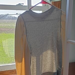 Gray and Cream Long Sleeve Top